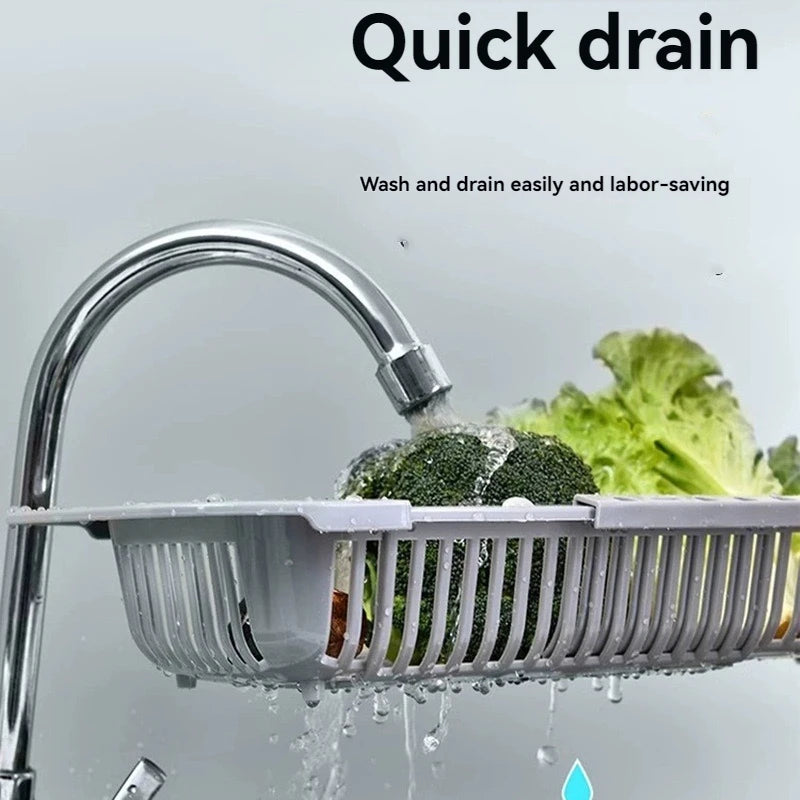 Kitchen Retractable Sink Rack Plastic Sink Organizer Rack Household Dishware Drain Basket