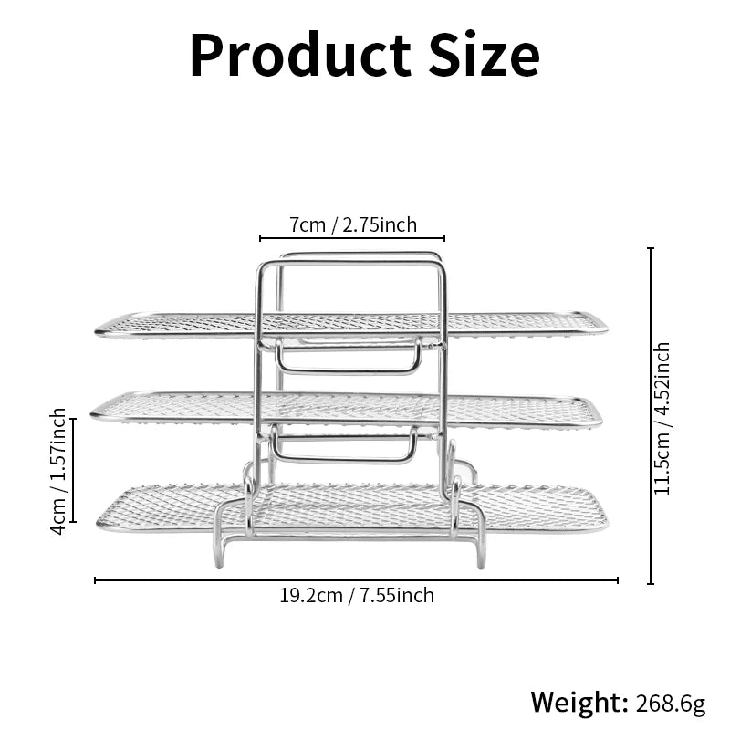 Air Fryer Rack for Ninja Air Fryer Multi-Layer Double Basket Air Fryer Accessories 304 Stainless Steel Grilling Rack Cooking