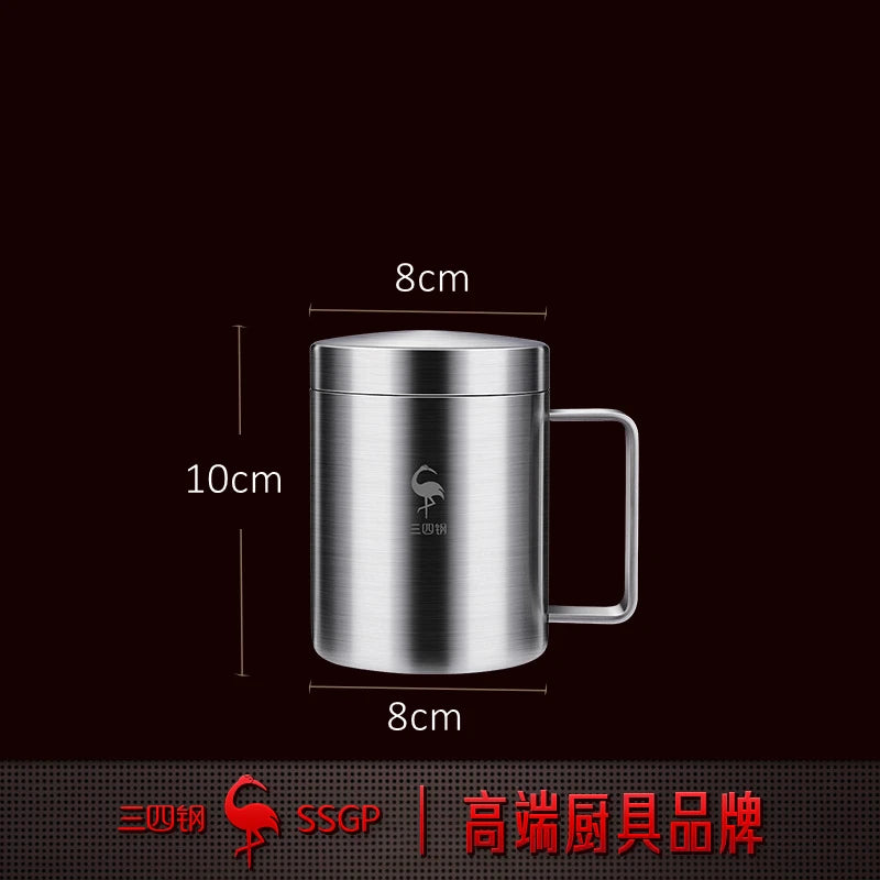 Office 420ml LFGB Certification Pure 316 Stainless Steel Mug Heat Insulation Water Cup Ultra Hard Fall Resistant Milk Mark Cup
