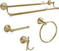Antique Brass Bathroom Set: Adjustable Towel Bar, Toilet Paper Holder, Towel Ring & Robe Hook - Solid Brass, Rust-Resistant