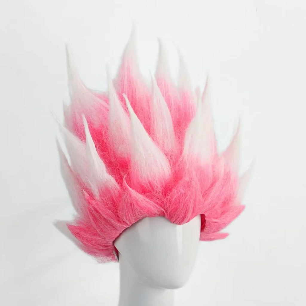 Pink And White Anime Style Cosplay Wig Fluffy Curly Hair Synthetic Party Wear Wig for Women