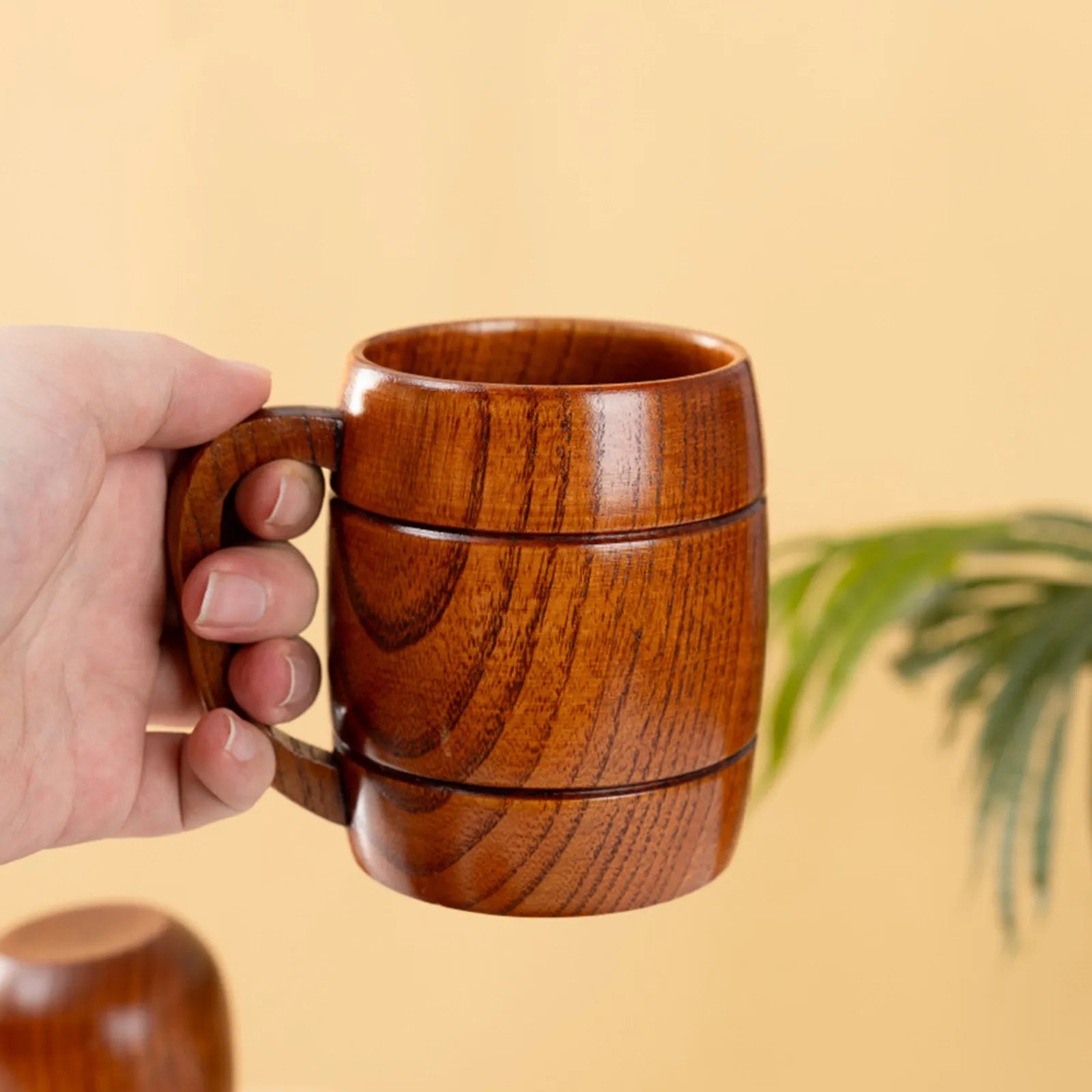 Beer Mug Wooden Coffee Mug Creative Wood Grain Mug With Handle Cup High Temperature Resistant Simple Style Light Weight