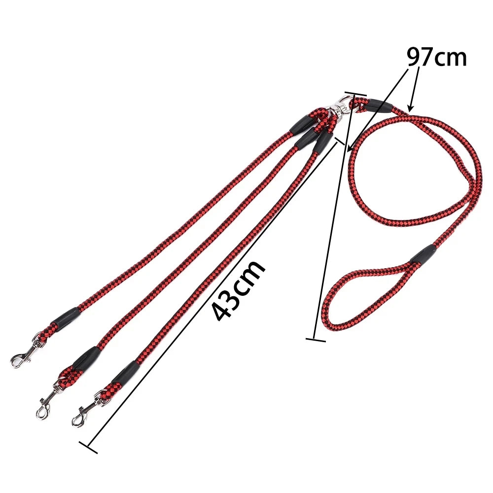 3 Way Dog Coupler Leash No Tangle Splitter Triple Dog Leash for Walking Running Three Small Dogs Cats Puppy 3 in 1 Traction Rope