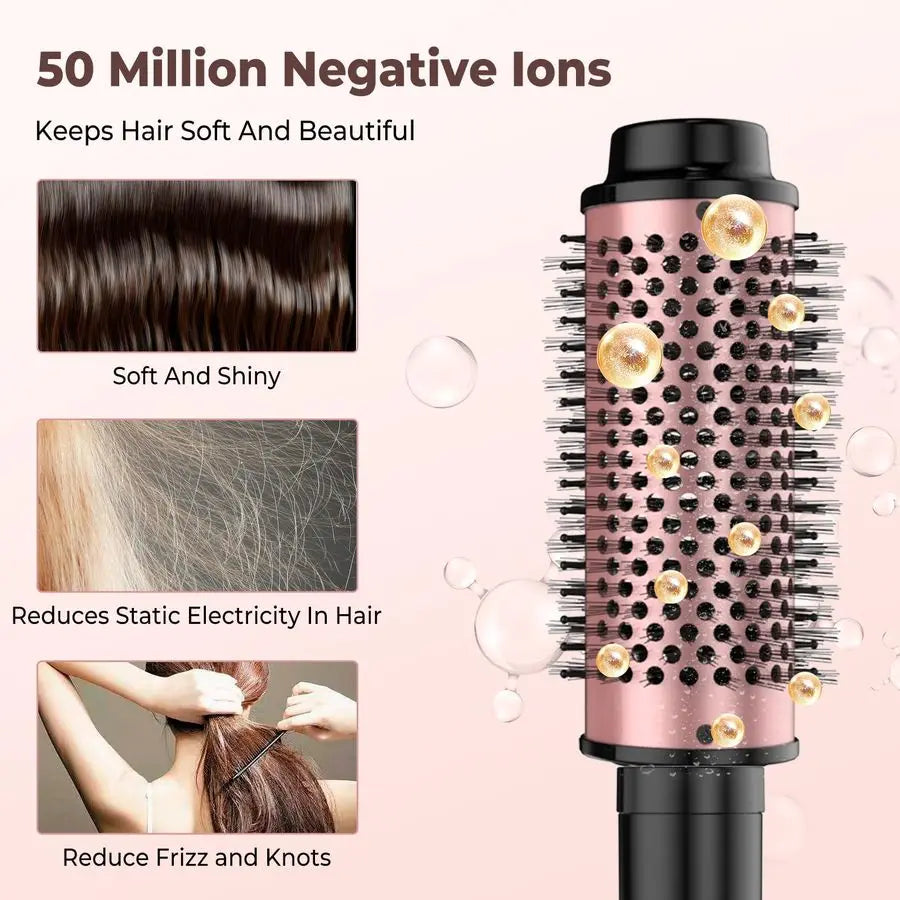 Brush,5 Temps LCD Display Ceramic Tourmaline Heated Styling Brush Set 3in1 Detachable Barrels 1.25 1.5 1.75 Inch,Heater for Vers