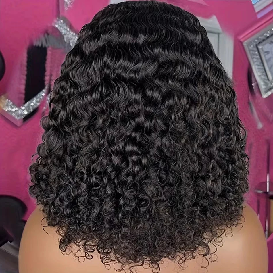 Luxury Curly Short Bob Wigs Human Hair Lace Front Wig for Black Women Water Wave Deep Curly 13X4 Hd Transparent Lace Frontal Wig