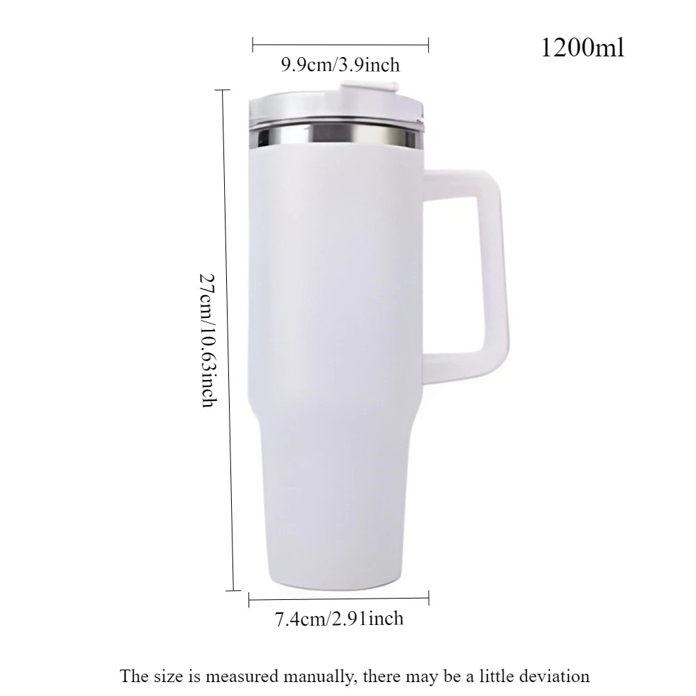 1200ML Metal Vacuum Insulated Cup Stainless Steel Portable Water Cup Refrigerated Vacuum Insulated Straw Leak-proof Lid