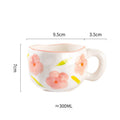 300ML Cute Hand Pinched Irregular Ceramic mug Flower Heart Pattern Coffee Cup Breakfast Milk tea cups Gift For Kids Girls