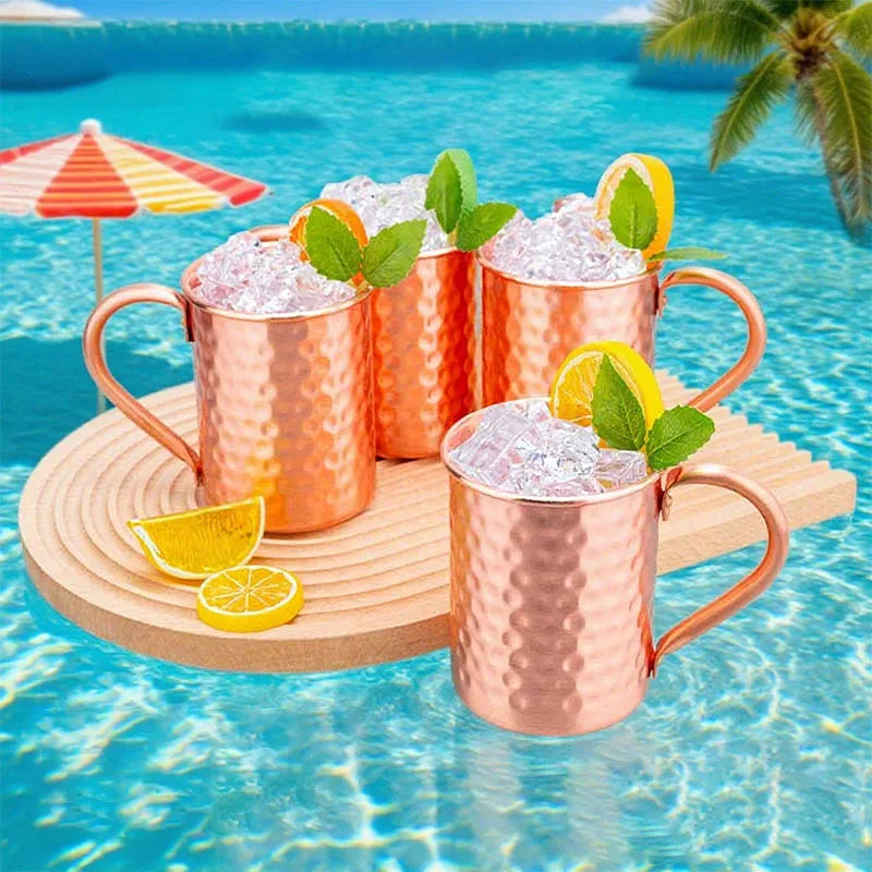 New 100% Copper Cups Pure Solid  Moscow Mule PURE Copper Mugs-Shaped 400ml Cocktail Cups Beer Milk Mug Drinkware