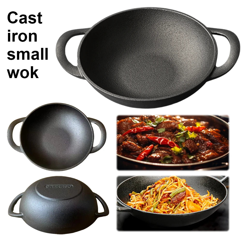 Cast Iron Pan Cooking Pot Multi-Purpose Saute Pan 19cm Fast Heat Saucepan Non-Stick Frying Pan for Camping Cooking