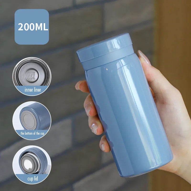 200ml Mini Thermos Cup Double Layer Vacuum Insulation 12 Hours Heat Preservation 304 Stainless Steel Cup Outdoor Portable  Gifts