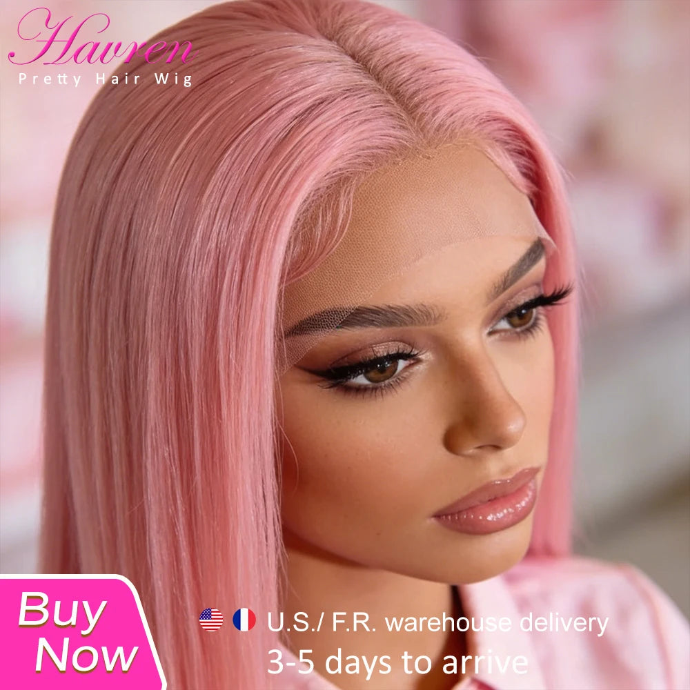 Straight Human Hair Wigs 13x6 HD Lace Front Wig for Women 13x4 Lace Frontal Wig Pre Plucked Pink Brazilian Human Hair 30 36 Inch