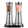 Electric Salt and Pepper Grinder Set with Storage Base Stainless Steel Rechargeable 4.5 oz Large Capacity 1.8 Wide Mouth Adjust