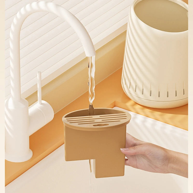 Cream-Style Multi-Functional Chopsticks Draining Holder Kitchen Utensil And Chopstick Storage Box