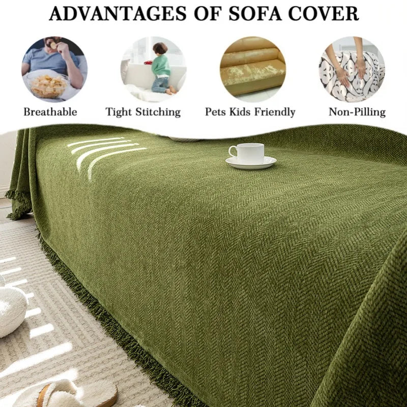 Cream Style Chenille Sofa Cover Sofa Towel Four Seasons Universal Anti-Cat Scratch Washable Sofa Blanket Sofa Cushion Protector