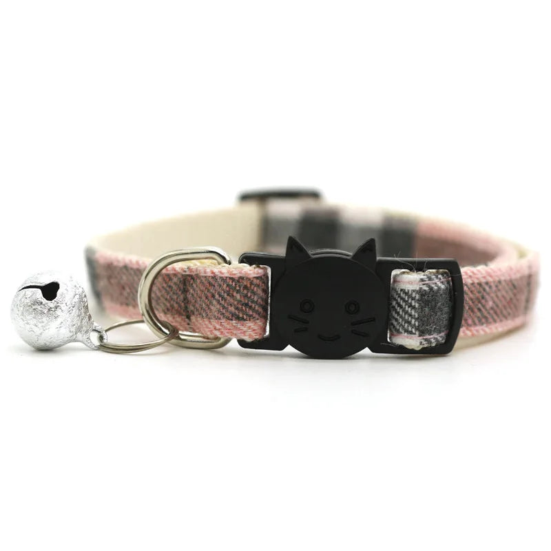 Cats Bells Collars Adjustable Nylon Buckles Fashion Reflective Pet Cat Collar  Head Pattern Supplies For Accessories