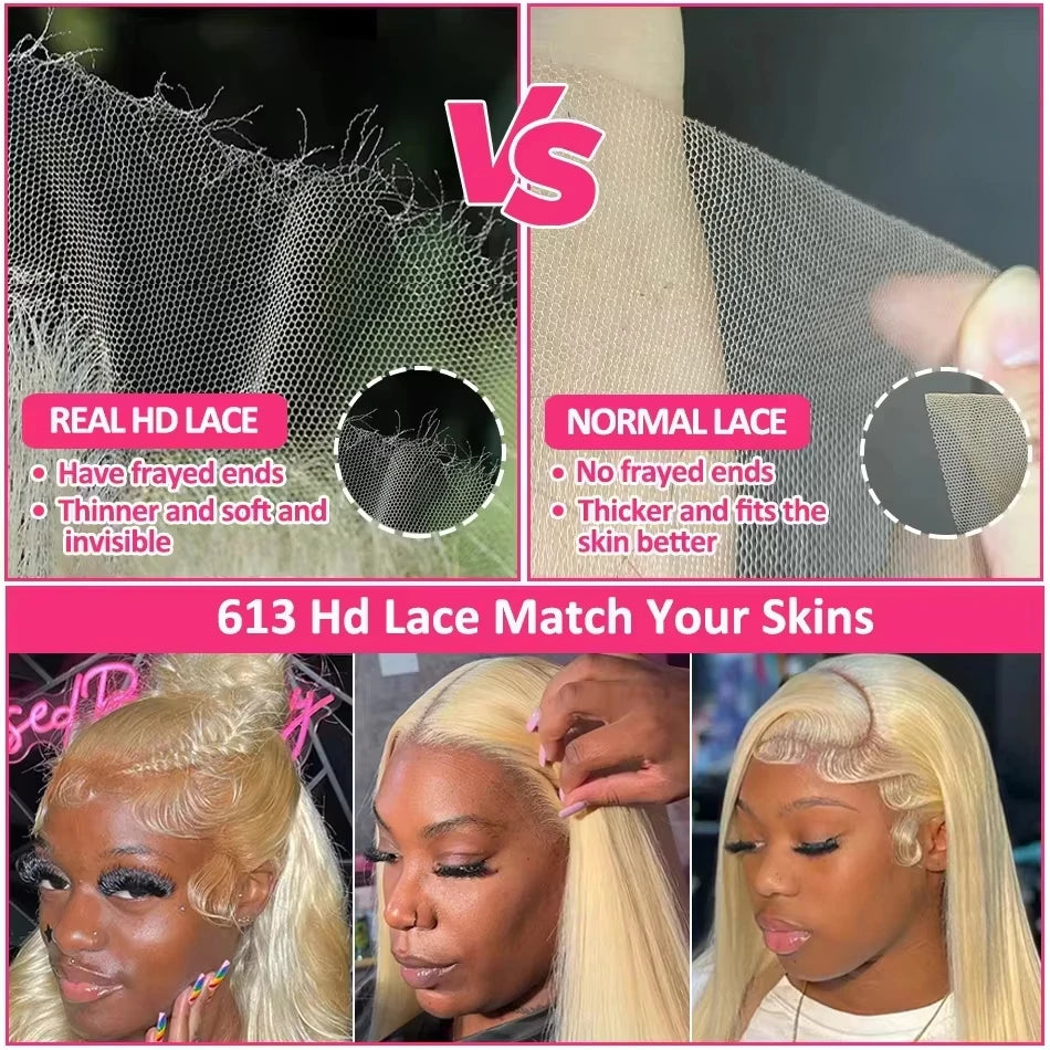 Straight 613 HD Lace Frontal Wig 13x6 Human Hair Wig Honey Blonde Colored Brazilian 13x4 Transparen Lace Front Wigs For Women