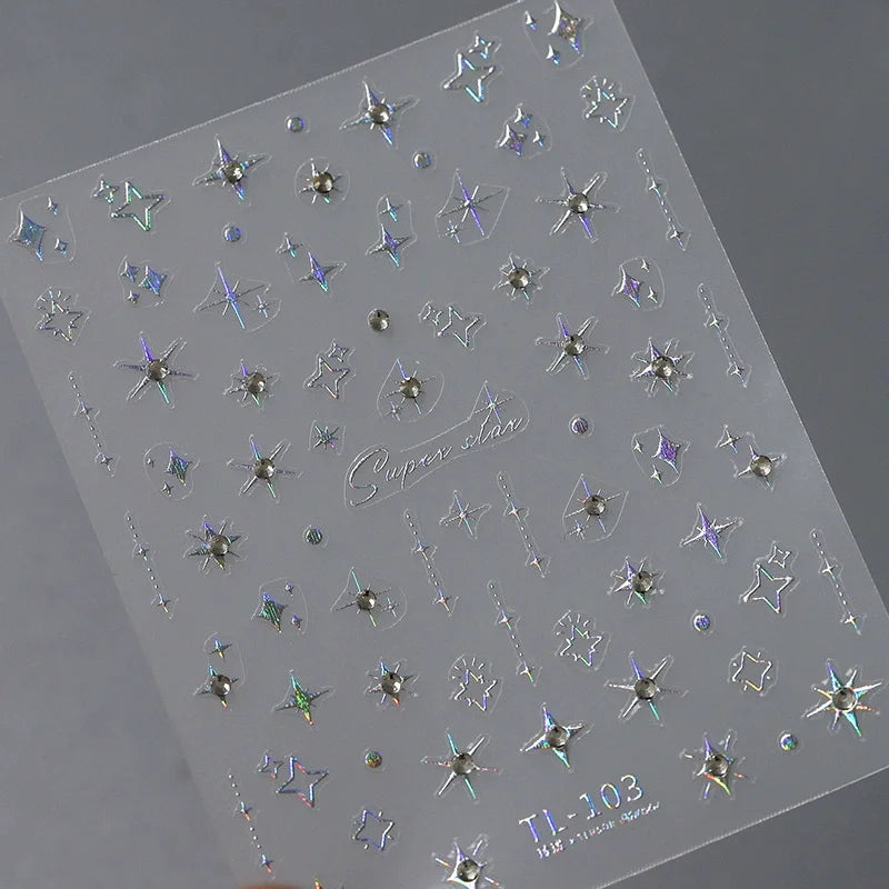 1pcs 5D DIY Self-Adhesive Slider Accessories Diamond Butterfly Nail Art Stickers Holographic Butterfly Nail Decorations Decals