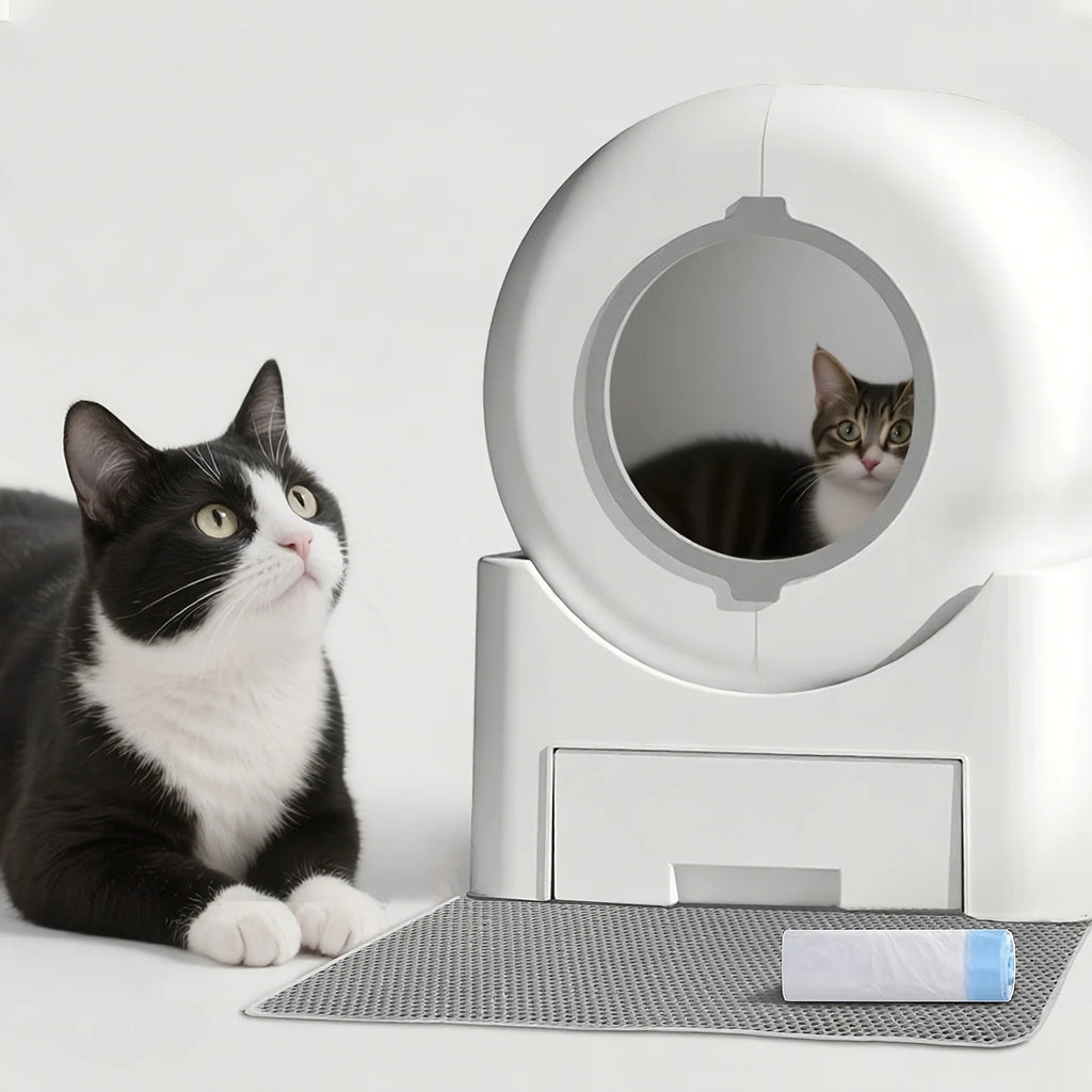 Self-Cleaning Cat Litter Box Automatic - 64L Large Capacity W/ FREE Waste Bags & TrackingMat, Smart APP-Controlled Odor-Free Des