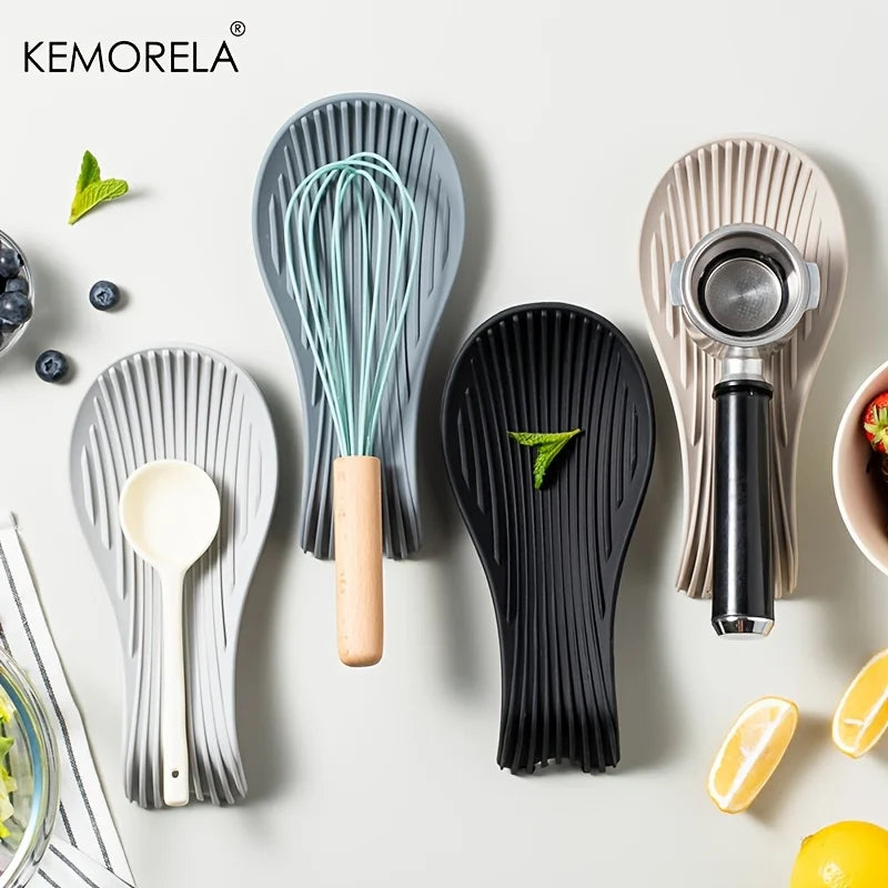 1PCS Silicone Spoon Rest Kitchen Tool Holder Pad with Non-Slip Heat Resistant Design for Cooking Utensils Organization of Ladles