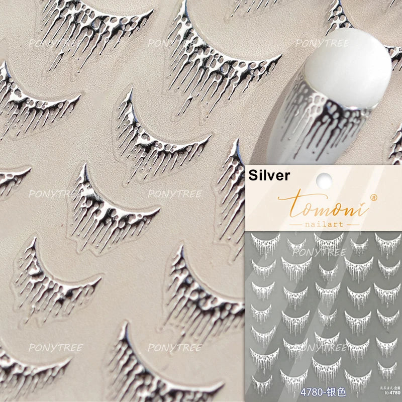 Silver Lava Annual Ring Cherry Clock Watch Starburst Love Heart Rate Chart Moon Star Line  Bowknot Line Nail Art Stickers Decals