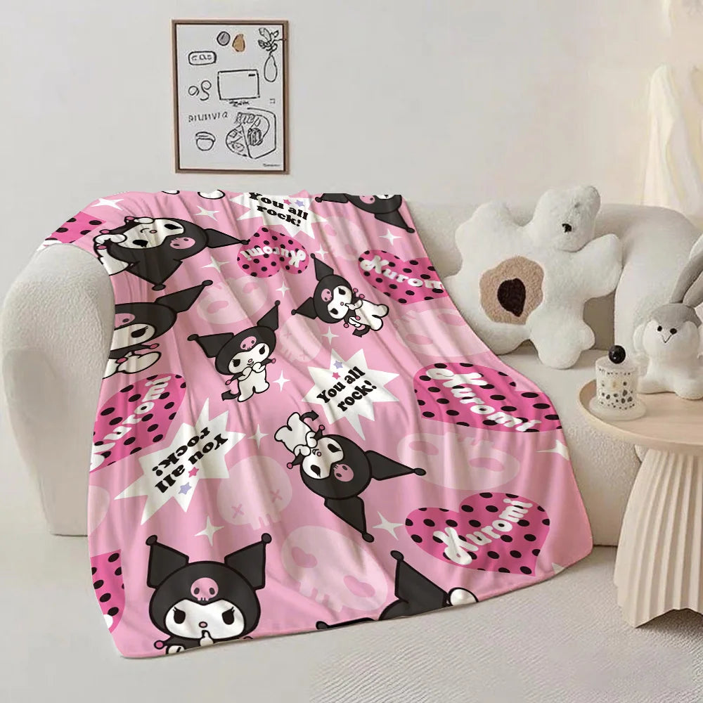 Kawaii K-Kuromi Fluffy Soft Blankets and Throws Nap Blanket for Bed New Year Camping Furry Bedspread the Anime Home Decoration