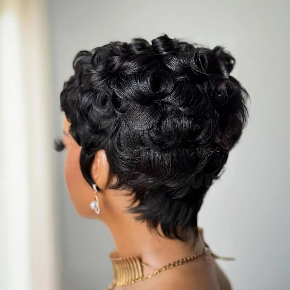 4# 2# Color 250% Culry Lace Front Wig For Women Short Bob Wig Human Hair Pre Plucked Pixie Cut Wig 13x4 Lace Wig With Baby Hair