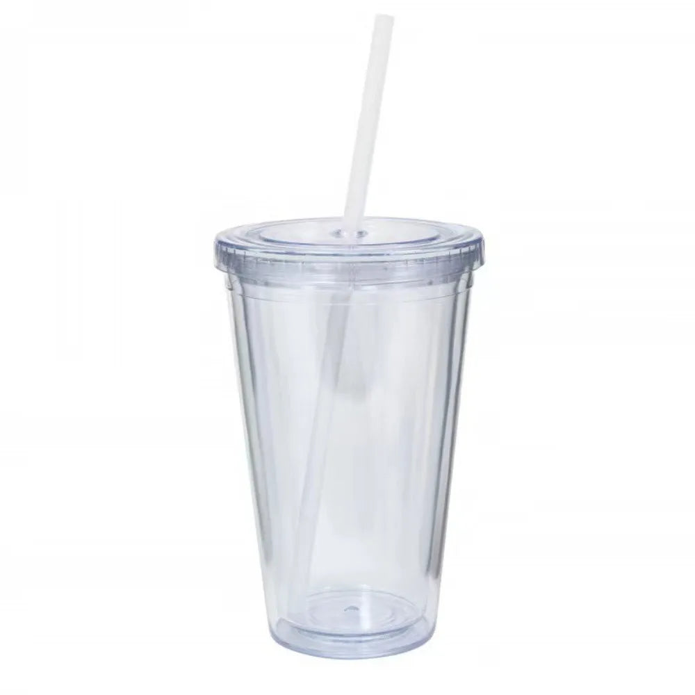 350/450/650ml Clear Tumbler Smoothie Cup Transparent with Lid and Straw Iced Coffee Cup Plastic Double-Layer Water Bottle Milk