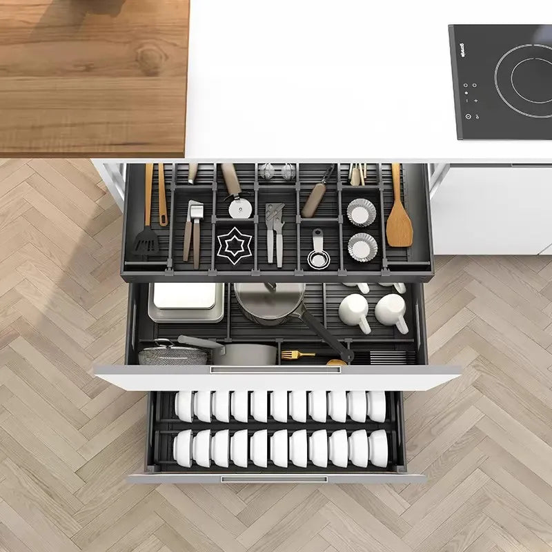 Pull Basket Kitchen Cabinet Double Drawer Type Dish Basket Dish Cupboard Storage Inner Shelf