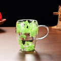 1PC INS Trends High Borosilicate Glass Tea Coffee Cup Floral Dry Flowers Cup Simple Heat Resistant Double Wall Glass Cup