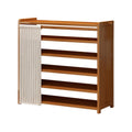6-Tier Shoes Racks Organizer with White Gauze Curtain Wooden Cabinet Organizer for Entryway Hallway Bedroom Closet Living Room