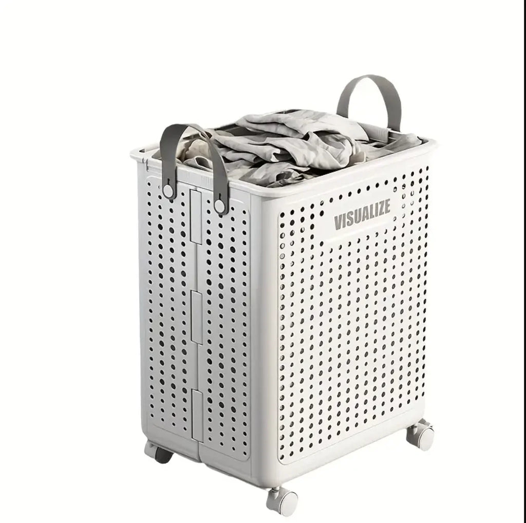 66.5L Foldable Laundry Basket with Wheels - XL Collapsible Storage Bin for Clothes, Toys, Bathroom (14x15x20 inch) Easy Carry!