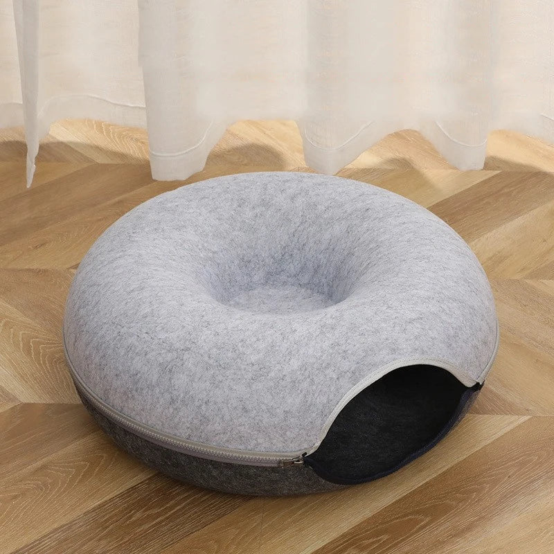 Donut Cat Bed Pet Cat Tunnel Toys Kitten House Basket Interactive Play Kitten Sports Equipment Cat Training Toy Cat House