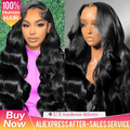 40 Inch Body Wave Lace Front Wigs Human Hair250 Density Lace Wigs Natural Black Pre Plucked 13x6 HD Lace Frontal Wig Human Hair