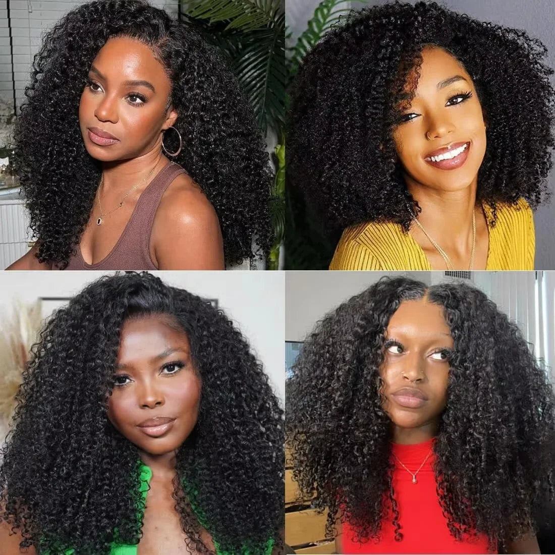 200% Drawstring V Part Wig Burmese Curly 100% Human Hair No Leave Out Thin Part Beginner Friendly Glueless Wear Go Wig For Women