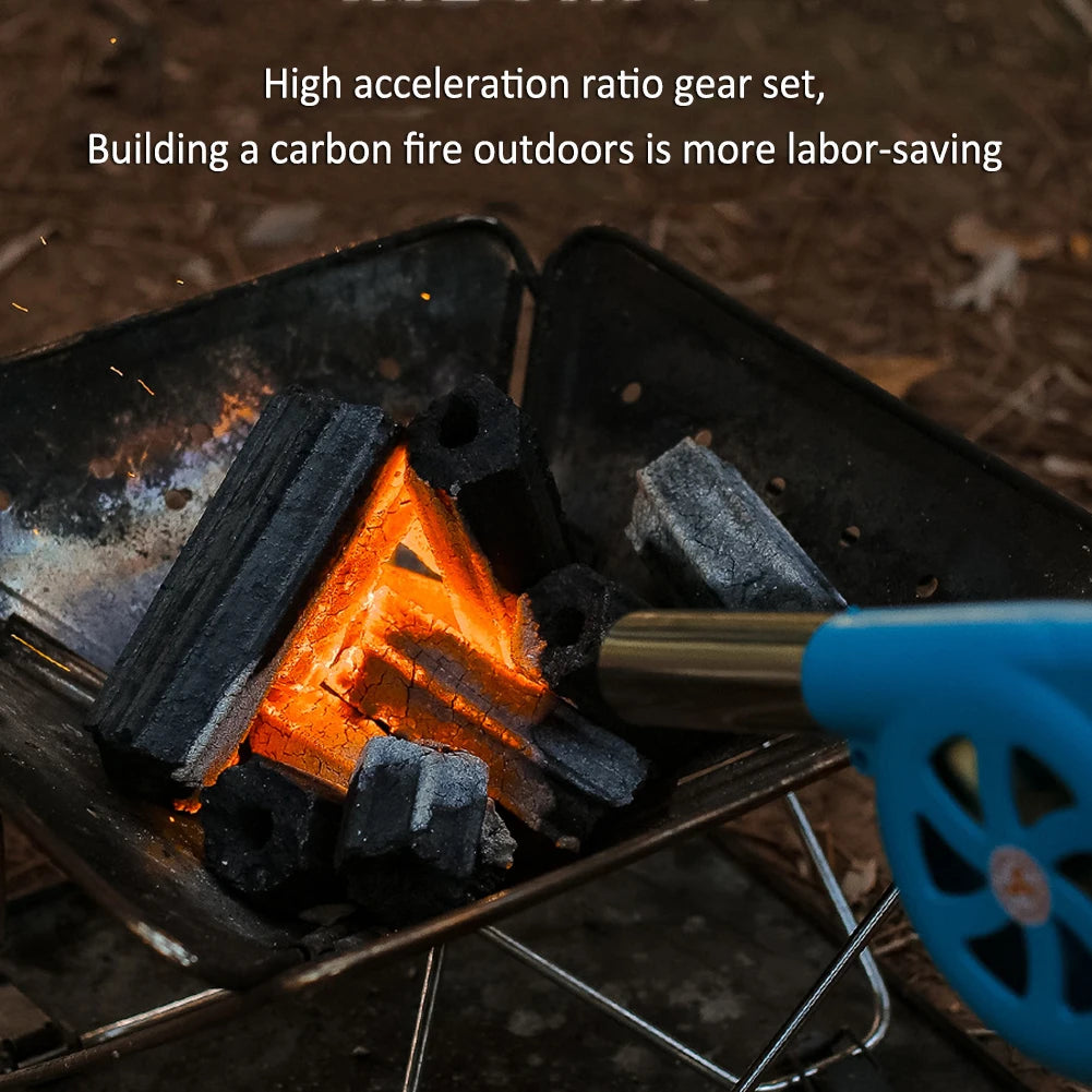 Outdoor Cooking BBQ Fan Lightweight Hand Crank Fan Air Blower Grill Picnic Camping Stove Accessories Fast Fire Starter
