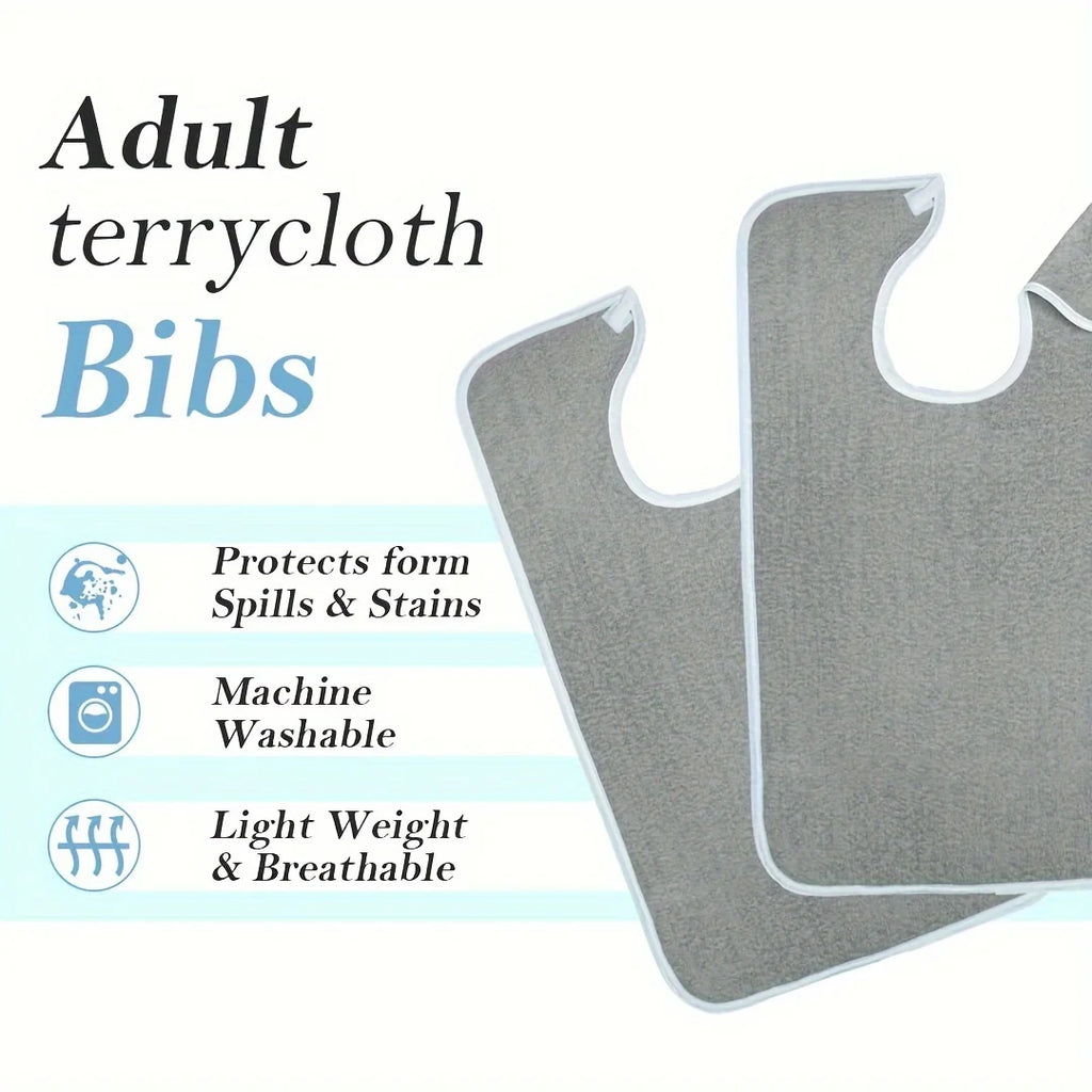 Adult Bibs for Eating Unisex Dining Clothing Protectors for Elderly and Adults Adjustable Machine Washable Towel Mouth Wipe