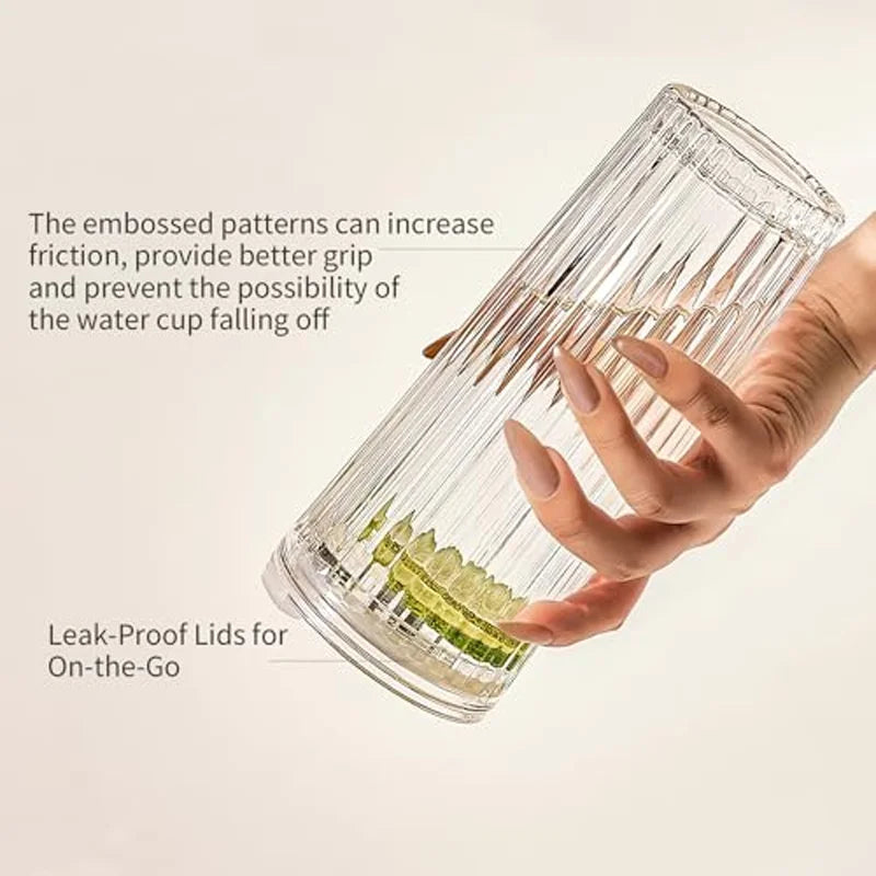 NEW Large-capacity glass cup, high appearance value, straw cup, with lid, suitable for iced Americano, latte, and juice