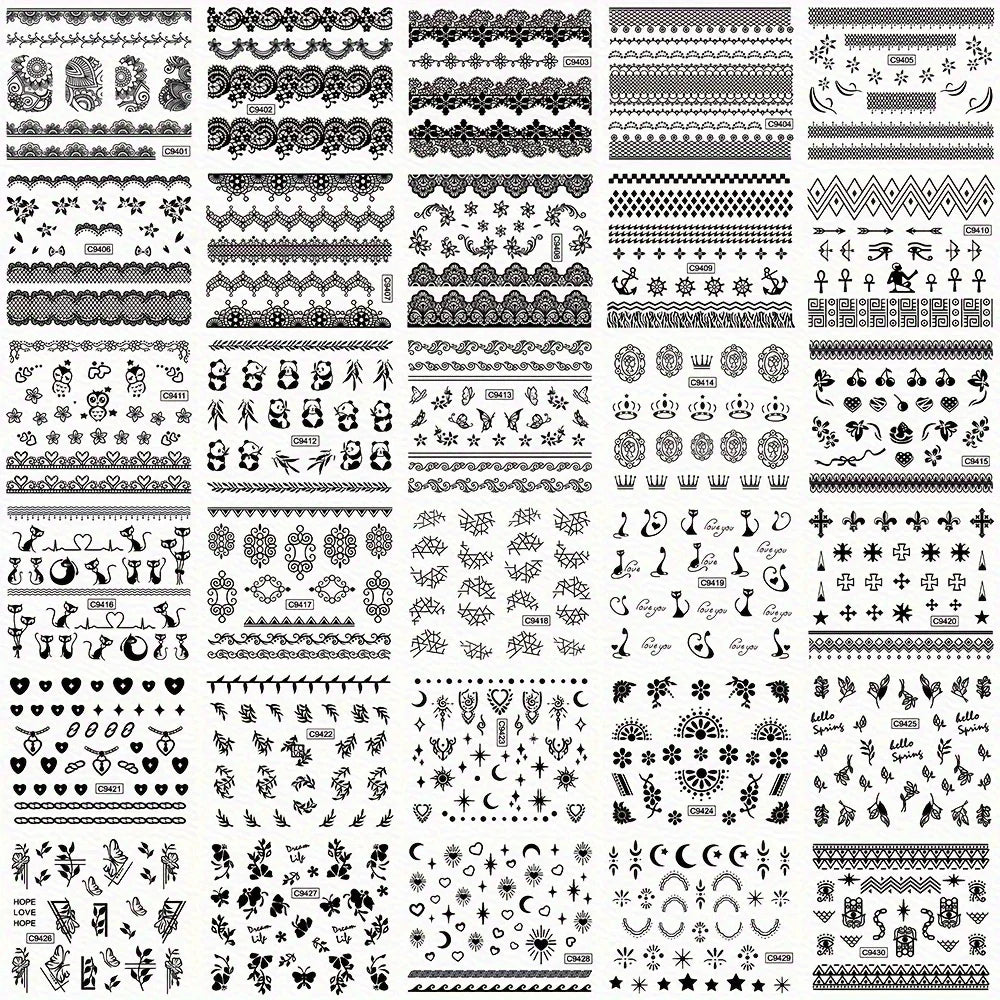 30 retro black and white nail stickers Egypt Egyptian cat nail stickers 3 sets of nail decorative stickers are suitable for nail