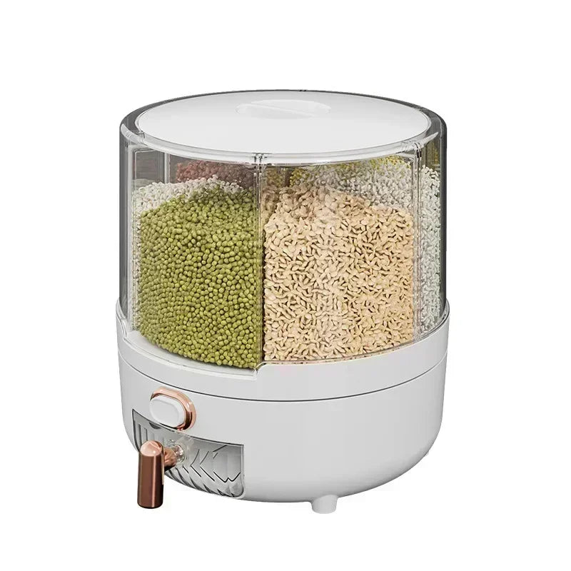 Bucket Household Rotating Sealed Insect-proof And Moisture-proof Grain Box Kitchen Six Accessory Storage Food-grade Decimeter