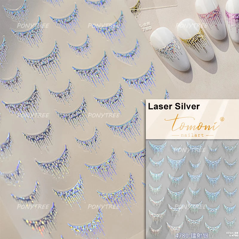 Silver Lava Annual Ring Cherry Clock Watch Starburst Love Heart Rate Chart Moon Star Line  Bowknot Line Nail Art Stickers Decals