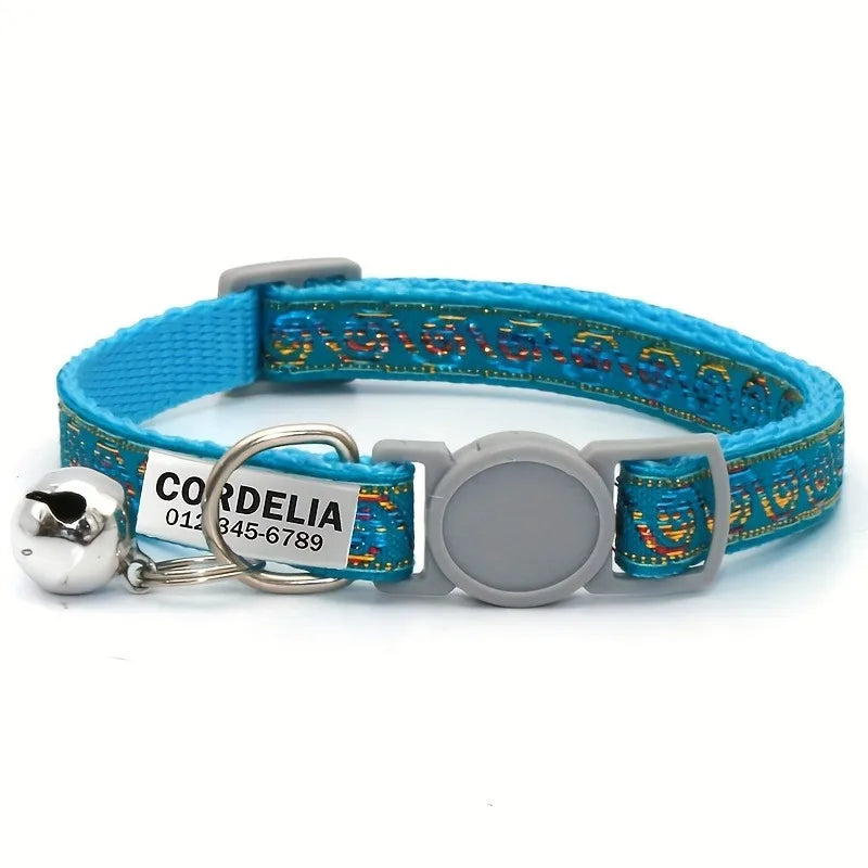 Personalized Nylon Cloud Print Cat Collar Id Name Tag Collar Pet Products Small Fast Breakaway Unisex Kitten Supplies