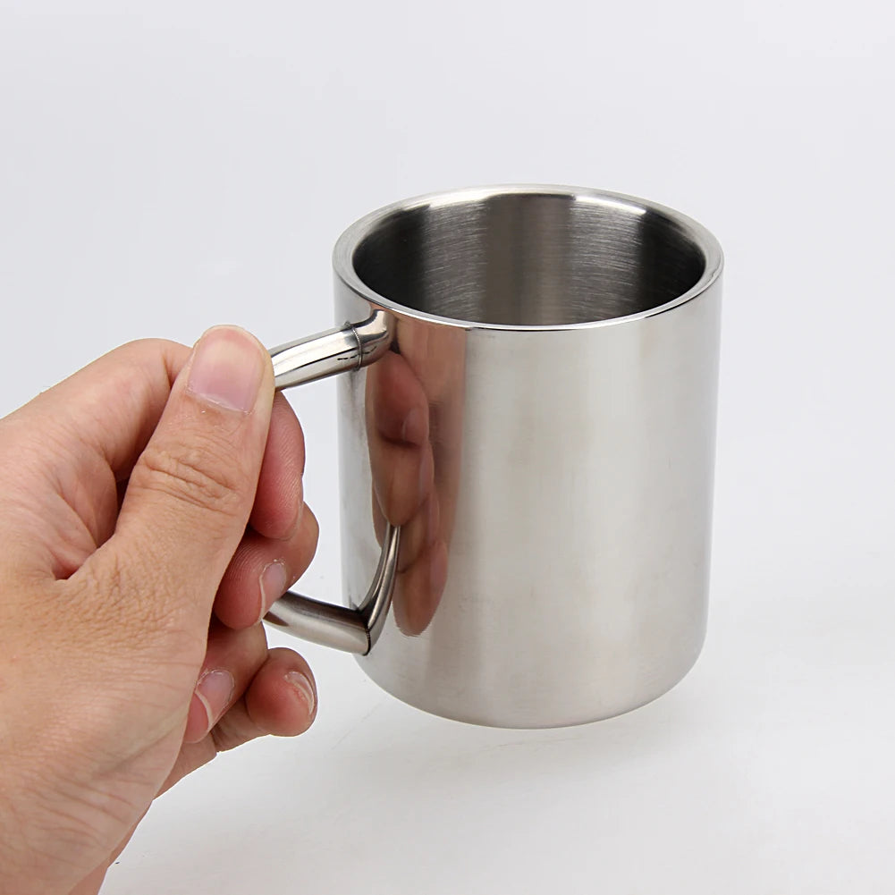 1-5PCS 220ML Stainless Steel Coffee Cup Double Wall Mug Anti-Heat Aniti-Scalding Cup Outdoor Travel Metal Drinking Cup