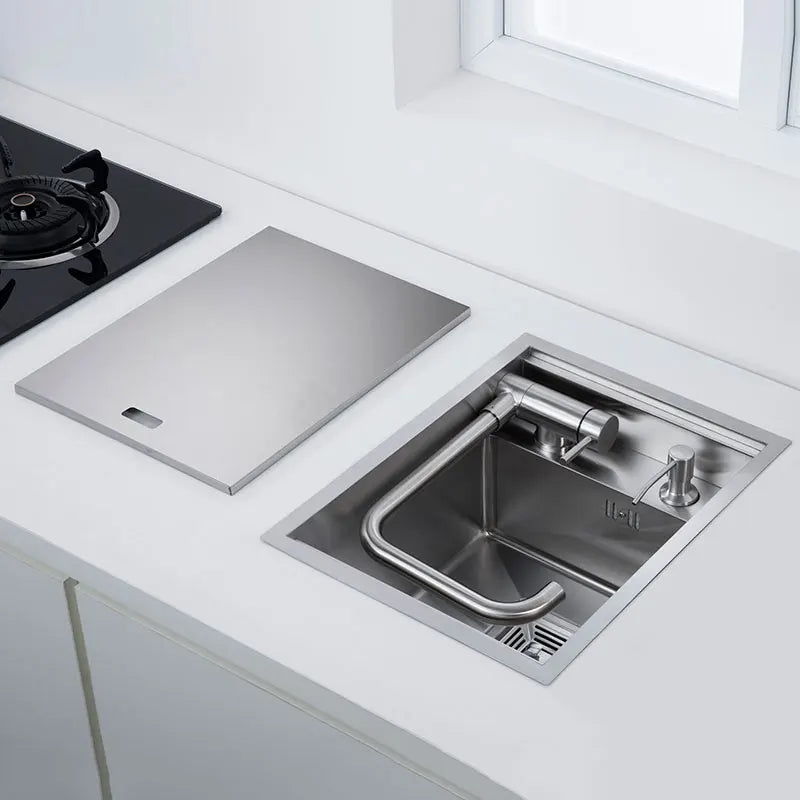 Hidden Kitchen sink bowl Bar Stainless Steel Balcony small sink Matte black kitchen sink Island sink With clean water tap
