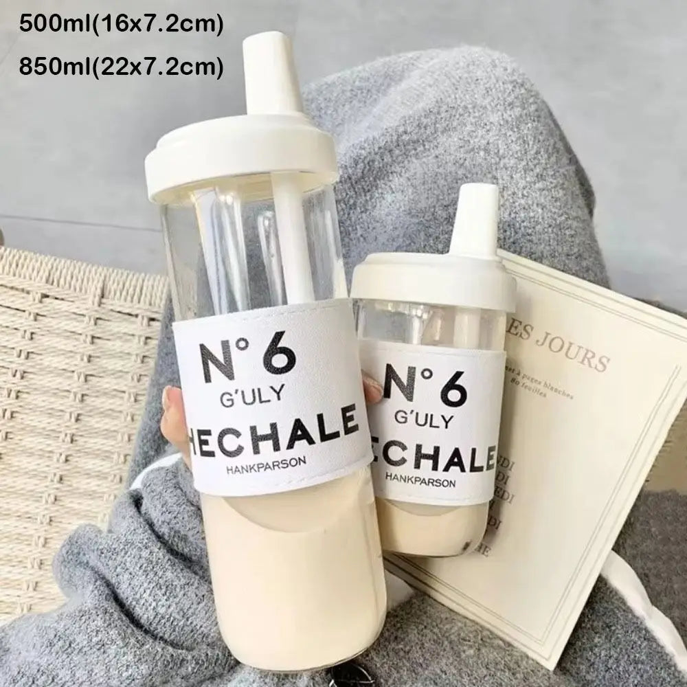 500/850ml Water Bottles Straw Cup Juice Milk Plastic Cup with Lid Straw Bubble Tea Coffee Cups Large Capacity Drinkware