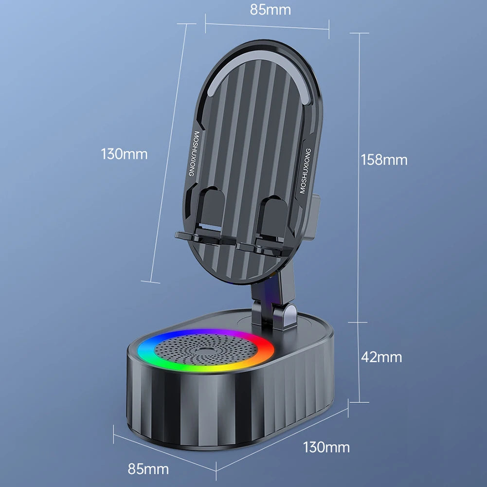 Cellphone Stand with Powerbank Bluetooth-Compatible Speaker Multi-Function RGB Light Phone Mount for Dining Room Cafes Hotels