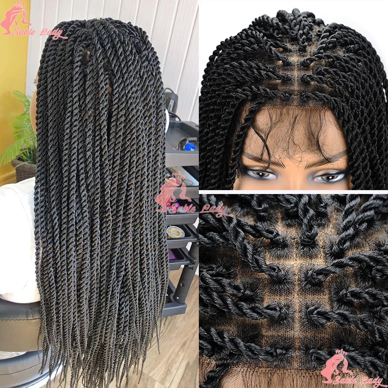 Senegalese Twist Wigs Synthetic Full Lace Frontal Wigs for Women Knotless Box Brading Wig For Daily Use