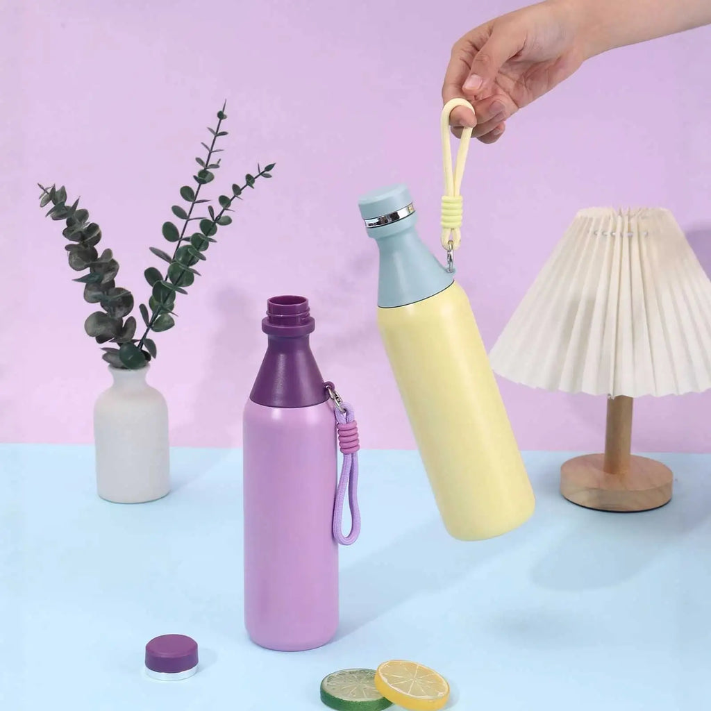 Stainless Steel Water Bottle 500ml Screw Lid Vacuum Insulated Sports Flask Leak Proof Small for School Travel