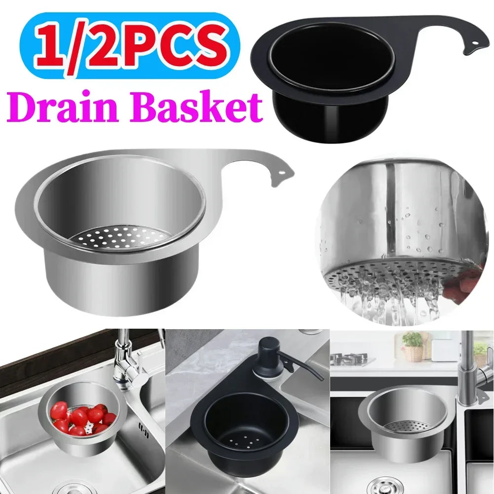 1-2pcs Steel Swan Sink Strainer - Heavy Duty Drain Basket for Kitchen Sink & Bathtub with Anti-Clog Filter