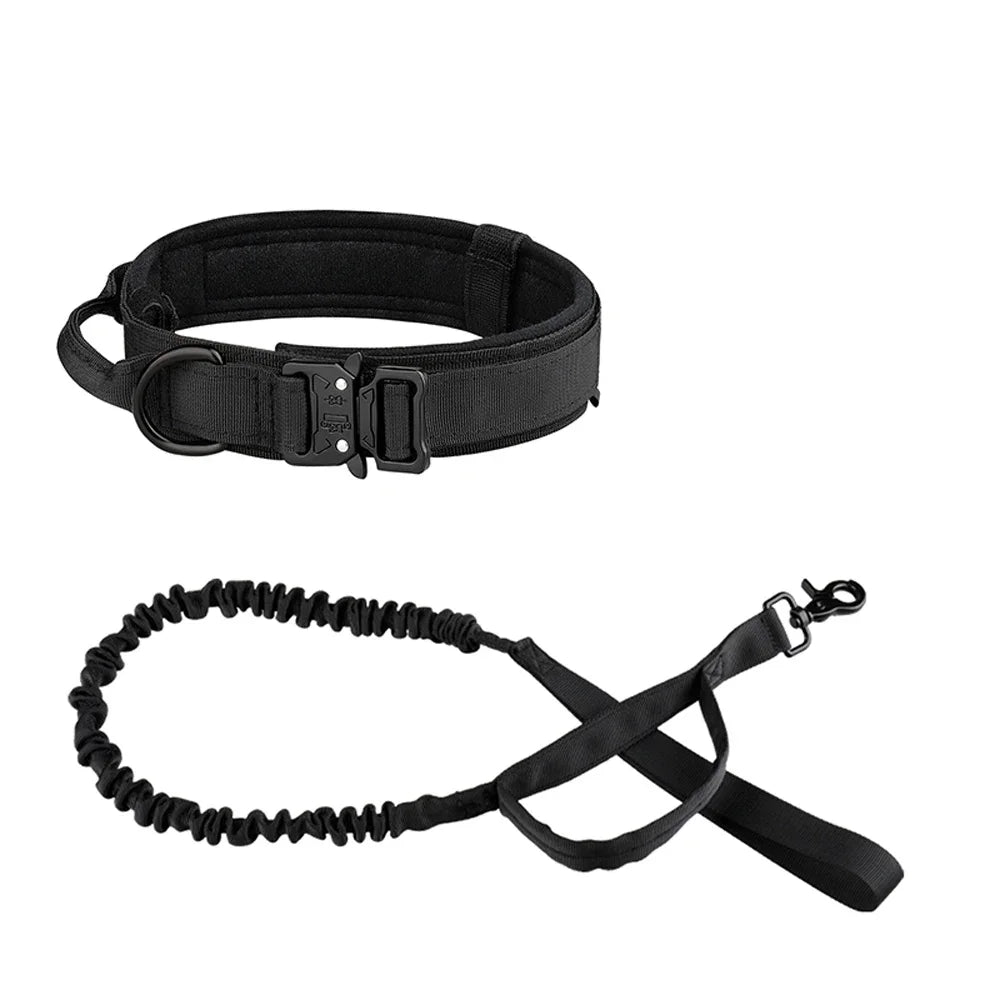 Dog Collar Durable Tactical Leash Set Adjustable Military Pet Collar Leash Medium Large Dog German Shepherd Training Accessories