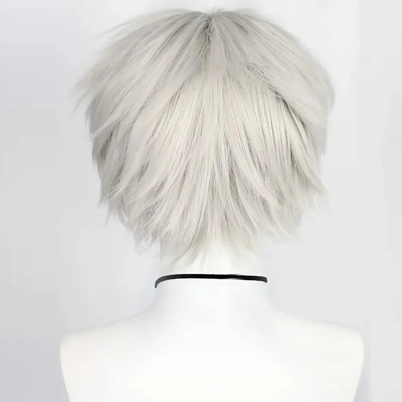 Universal Short Cosplay Synthetic Wig Silver Red Pink Blonde Grass Green Black Straight Men's Wig for Halloween Cosplay Party